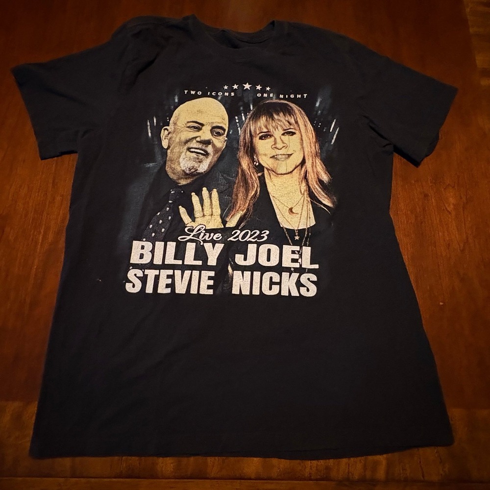 Billy Joel Stevie Nicks 2023 Tour Shirt M Two Icons One Night Concert Tee Navy